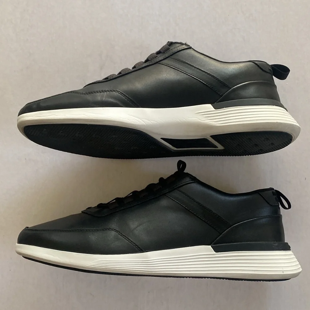 Wolf & Shepherd Jet Black Full Grain Italian Leather Trainers Men’s 11.5